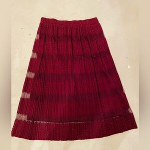 Faith and Joy Burgundy Lace Pleated Midi Skirt